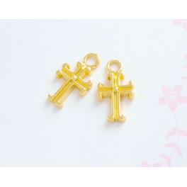 925 Sterling Silver 24k Gold Vermeil Style 2  Cross Charms.