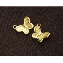 925 Sterling Silver 24k Gold Vermeil Style 2 Butterfly Charms 7x9mm.