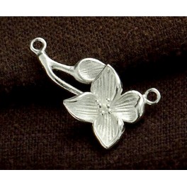 925 Sterling Silver Flower Branch  Link, Connector 15x22 mm.