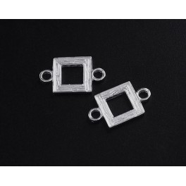 925 Sterling Silver 2 Textured Square Links, Connectors 9 mm.