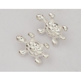 925 Sterling Silver 4 Turtle Charms 8x12mm.