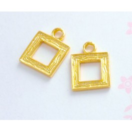 925 Sterling Silver 24k Gold Vermeil Style 2 Square Charms 9mm.