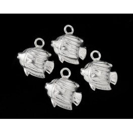 925 Sterling Silver 4 Fish Charms 9x11mm.