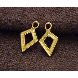 925 Sterling Silver 24k Gold Vermeil Style 2 Diamond shaped Charms .