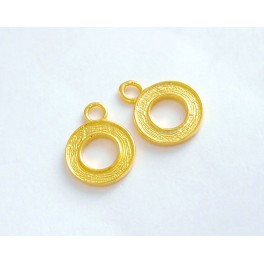925 Sterling Silver 24k Gold Vermeil Style 2 Circle Charms 9mm.