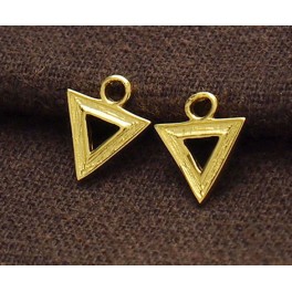 925 Sterling Silver 24k Gold Vermeil Style 2 Triangle Charms 9mm.
