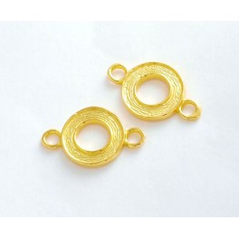 925 Sterling Silver 24k Gold Vermeil Style 2 Circle Links , Connectors 9 mm.