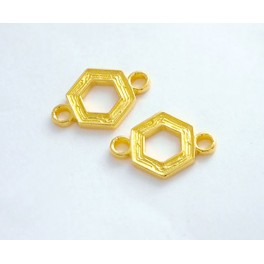 925 Sterling Silver 24k Gold Vermeil Style 2 Hexagon Links , Connectors.