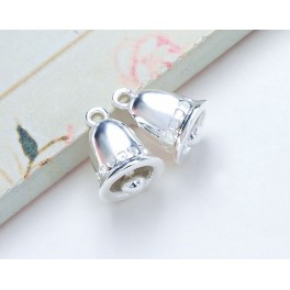 925 Sterling Silver 2 Bell Charms 8.5x9 mm