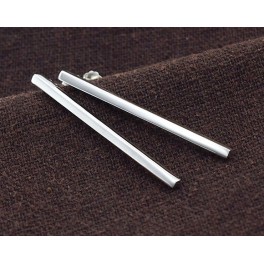 925 Sterling Silver Rectangle Stick Stud Earrings 2x34mm.