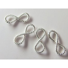 925 Sterling Silver 4 Twisted  Infinity Links 5x15mm.