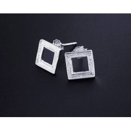 925 Sterling Silver Textured Square Stud Earrings 9mm.