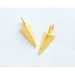 925 Sterling Silver 24k Gold Vermeil Style 2 Triangle Charms 5x10mm.