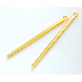 925 Sterling Silver 24k Gold Vermeil Style 2 Rectangle Stick Charms 2x40mm.
