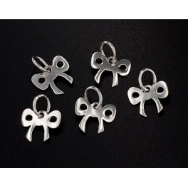 925 Sterling Silver 6 Bow Charms , Tiny Charms 7x8mm.Polish Finished.