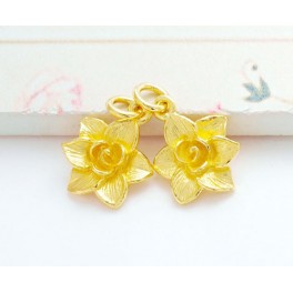 925 Sterling Silver 24k Gold Vermeil Style 2 Flower Charms