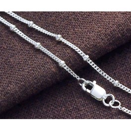 925 Sterling Silver Curb Diamond Cut Bead Chain  Bracelet 1.2 mm.7 inches