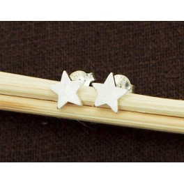 925 Sterling Silver Tiny Star Stud Earrings 6.5mm.Brush Finished