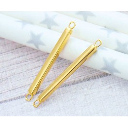 925 Sterling Silver  24K Gold Vermeil Style 2 Stick Links, Connectors 2x20mm.