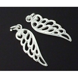 2 of 925 Sterling Silver Angel Wing Charms 7x20mm.
