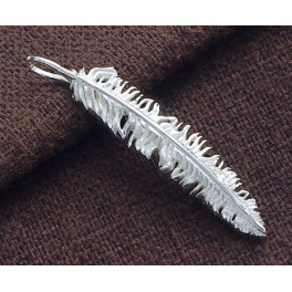 925 Sterling Silver Feather Pendant  6x26 mm.