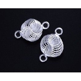 925 Sterling Silver 2 Wire Woven Knot Links, Connectors 8x12 mm.