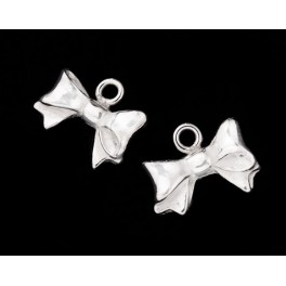 925 Sterling Silver 2 Bow Charms 7x13mm.
