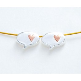 925 Sterling Silver 2 Quote with Heart Beads