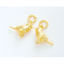 925 Sterling Silver 24k Gold Vermeil Style  2 Bird Charms.
