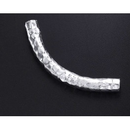Karen Hill Tribe  Silver Hammered Curve Bead  5x44mm.