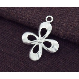 925 Sterling Silver 2 Flower Charms 17 mm. Polish Finished