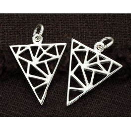 925 Sterling Silver 2 Triangle Charms., Polish Finished.