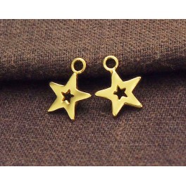 925 Sterling Silver 24k Gold Vermeil Style 2 star Charms 10mm.