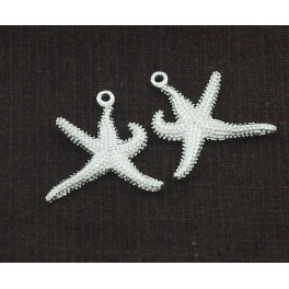 925 Sterling Silver 2 Starfish Charms 18x19mm.