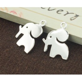 925 Sterling Silver 2  Elephant Charms 12x13mm.