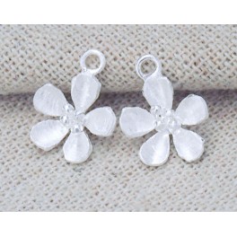 925 Sterling Silver 2 Flower Charms 11 mm.Satin Finished