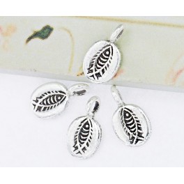 Karen Hill Tribe Silver 6 Fish Printed Oval Charms 7x9 mm.