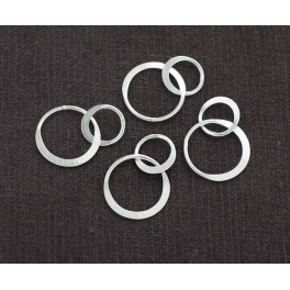 925 Sterling Silver 4 Double Circle Rings Charms, Links 20x13 mm.