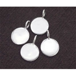 925 Sterling Silver 4 Round Tag Charms 10 mm.