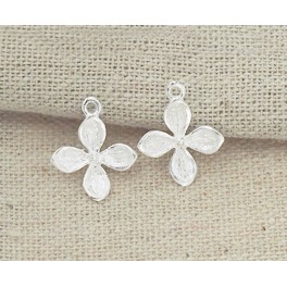 925 Sterling Silver 2 Flower Charms 12.5 mm.Satin Finished