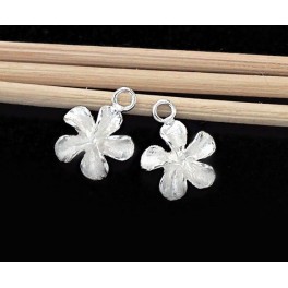 925 Sterling Silver 2 Flower Charms 10.5 mm.Satin Finished