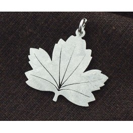 925 Sterling Silver Maple Leaf Pendant 21x24mm. Brush Finished