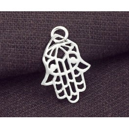 2 of 925 Sterling Silver Little Hamsa , Hand Of Fatima Charms 15x20 mm.