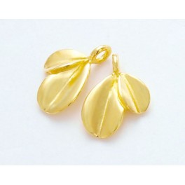 925 Sterling Silver 24k Gold Vermeil Style 2 Leaf Charms 8x11 mm.