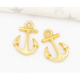 925 Sterling Silver 24k Gold Vermeil Style 2 Anchor Charms 11x15 mm.