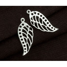 2 of 925 Sterling Silver Angel Wing Charms 10x22mm.
