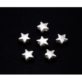 925 Sterling Silver 6 Little Star Beads 4mm.