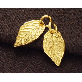 925 Sterling Silver 24k Gold Vermeil Style 2 Leaf Charms.