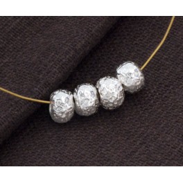 Karen Hill Tribe Silver 10 Textured Rondelle Beads 6x4.5mm.