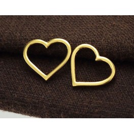 925 Sterling Silver 24k Gold Vermeil Style 2 Heart Links, Connectors.